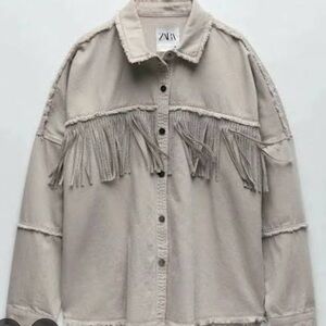 Zara Light Tan Fringe Shirt